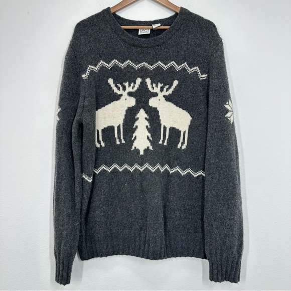 Field Gear Men's Size Large Crewneck Sweater Moose Cabincore Lambswool Grey - Picture 1 of 7